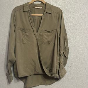 Holding Horses collard blouse, army green, size 10